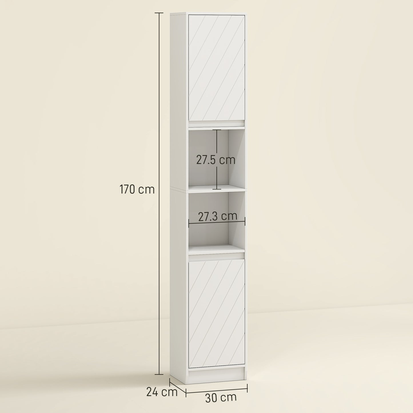 Narrow Bathroom Cabinet, Slim Bathroom Storage Unit with Open Compartment