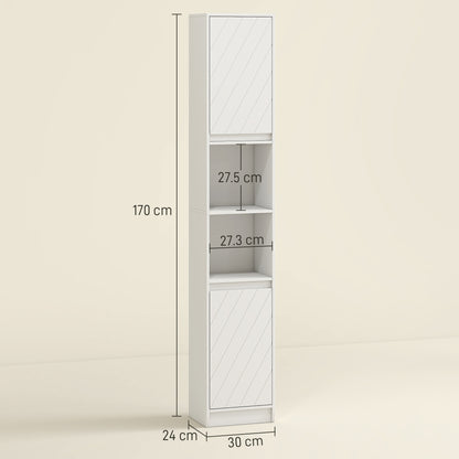 Narrow Bathroom Cabinet, Slim Bathroom Storage Unit with Open Compartment