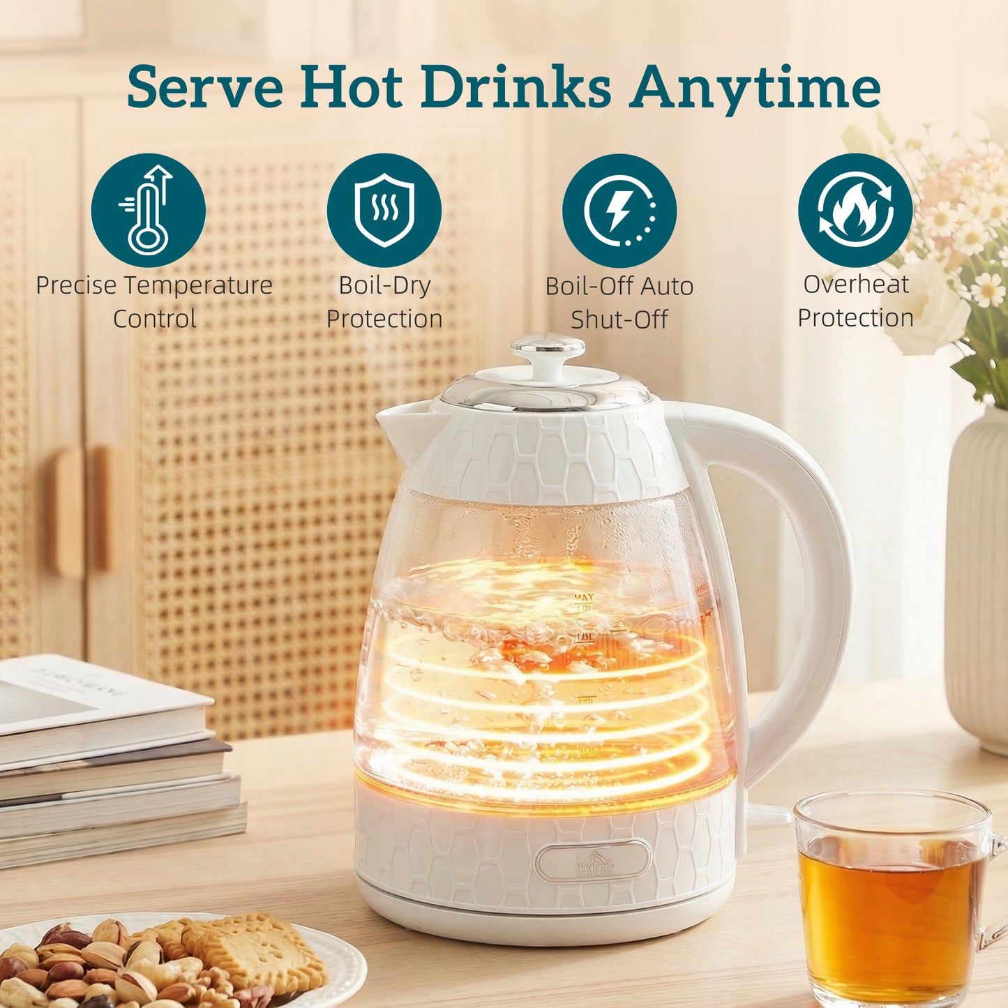 Kettle and Toaster Set, 1.7L 3000W Rapid Kettle with Limescale Filter, 2 Slice Toaster with 7 Browning Controls, Cream