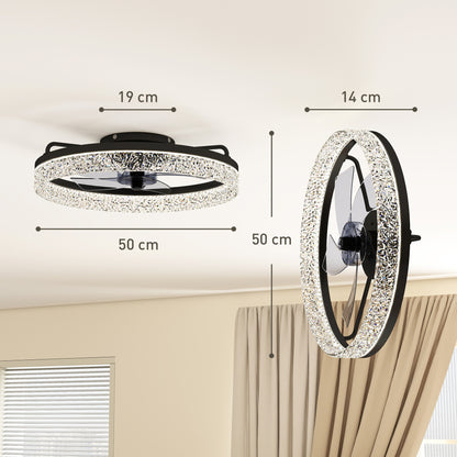 Ceiling Fan with Lights, Dimmable LED Mount Ceiling Fan Light with Remote App Control for Bedroom, Black