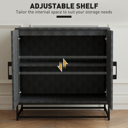 Modern Sideboard, Freestanding Sideboard Storage Cabinet with Adjustable Shelf and 2 Doors for Living Room, Black