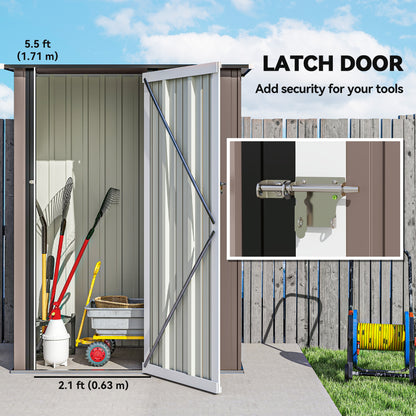 5ft x 3ft Garden Storage Shed, Galvanised Outdoor Metal Shed Waterproof with Sloped Roof, Lockable Door for Patio Tools