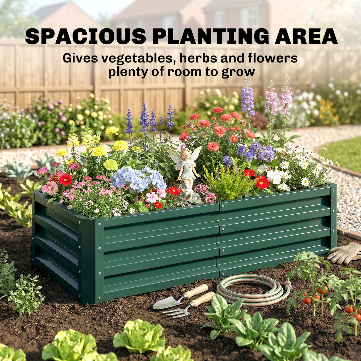 Raised Beds for Garden, Galvanized Outdoor Planters, for Herbs and Vegetables, Use for Patio, Backyard, Balcony, Green