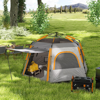 Instant Pop Up Camping Tent, 2/3/4 Person Easy Setup Dome Family Tent with Vestibule, Rainfly, 4 Mesh Windows & 2 Doors