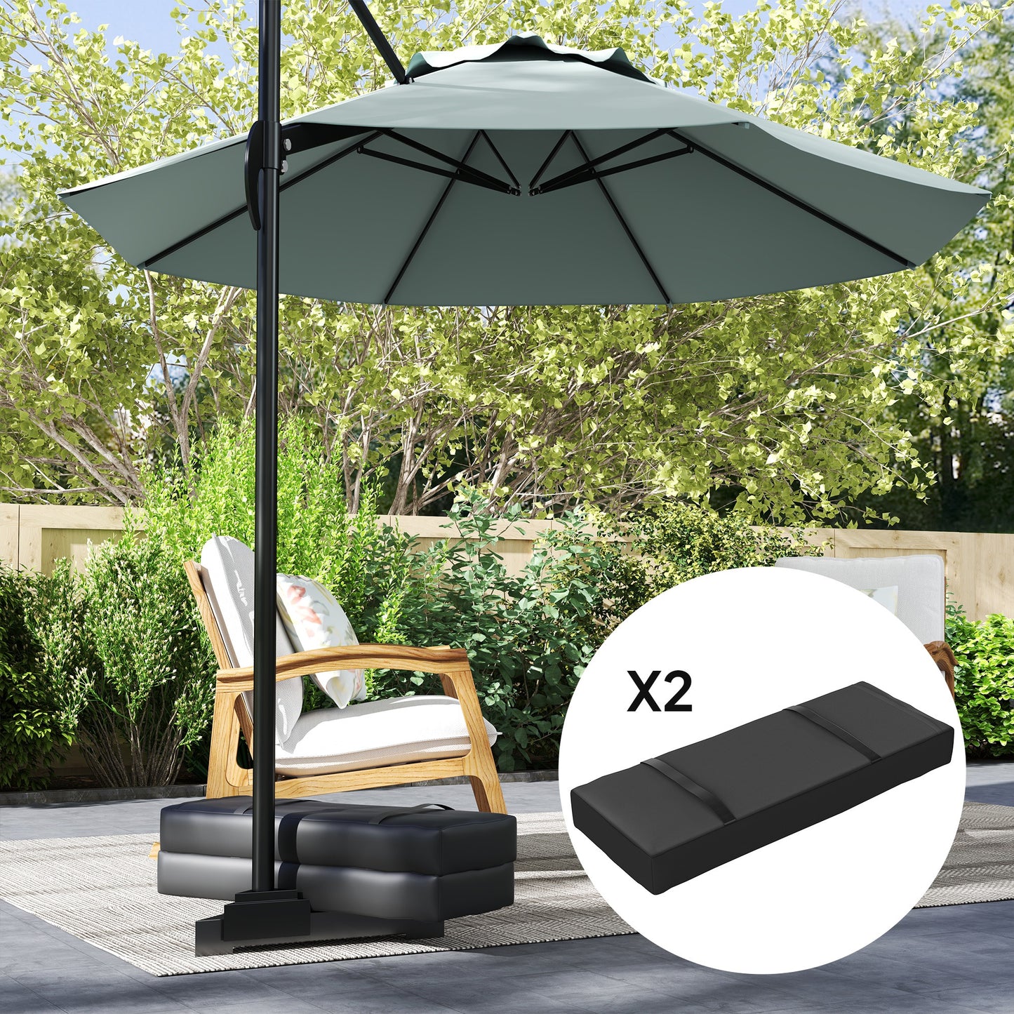 Parasol Weights Set of 2, Parasol Base Weights Bags, 25kg Fillable Sandbag Weights with Handles