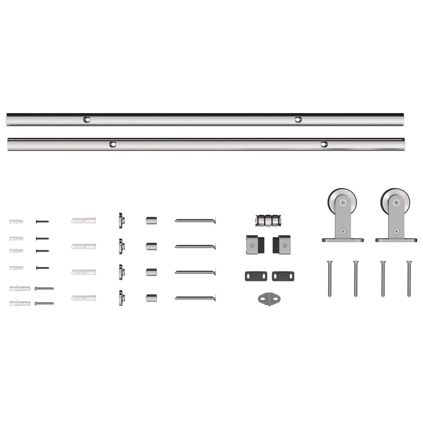 Sliding Door Hardware Kit Heavy Duty 304 Stainless Steel 152 cm Wide Door Silver Tone