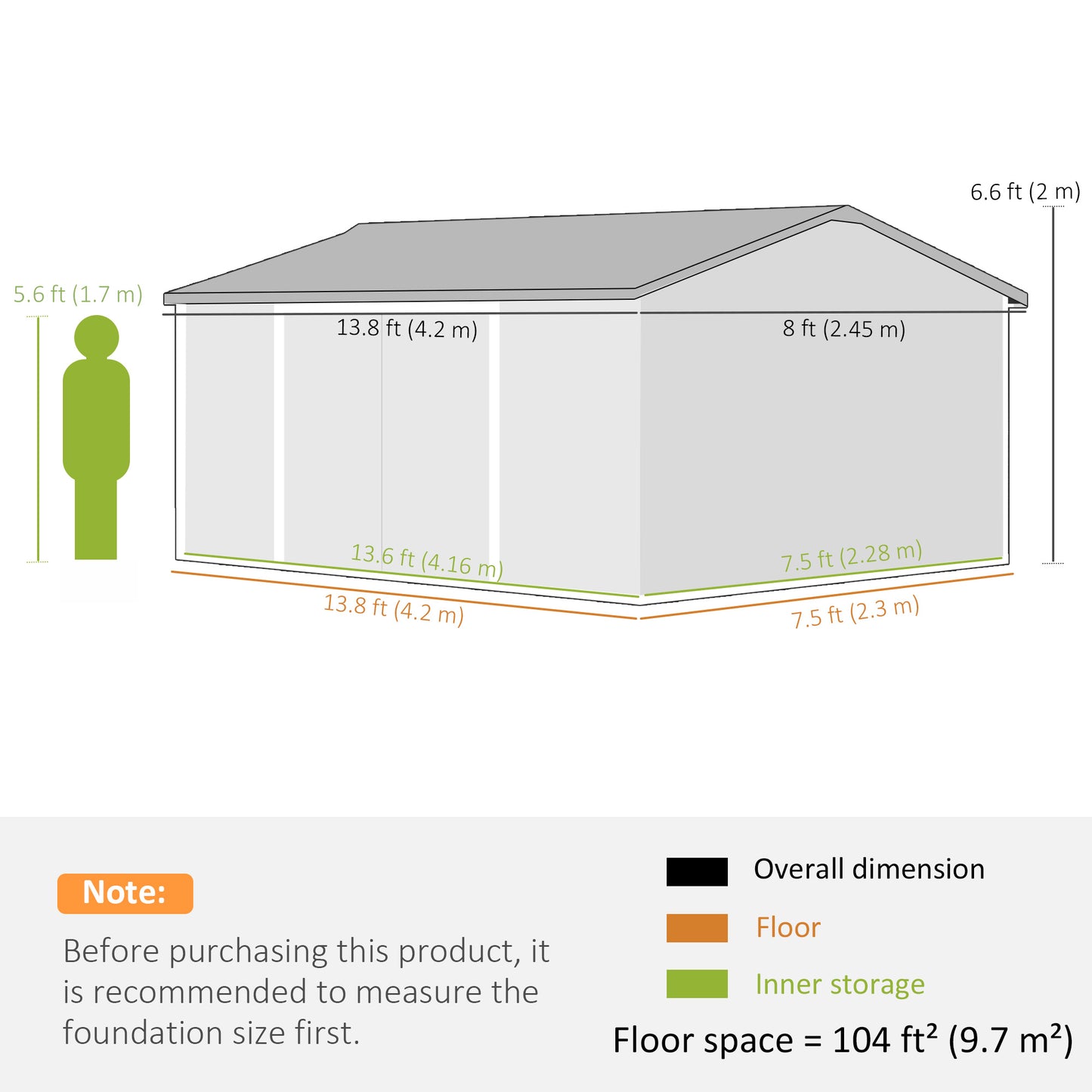14 x 8ft Outdoor Garden Metal Storage Shed with Lockable Door, Tool Storage Box for Garden, Patio and Lawn, Grey