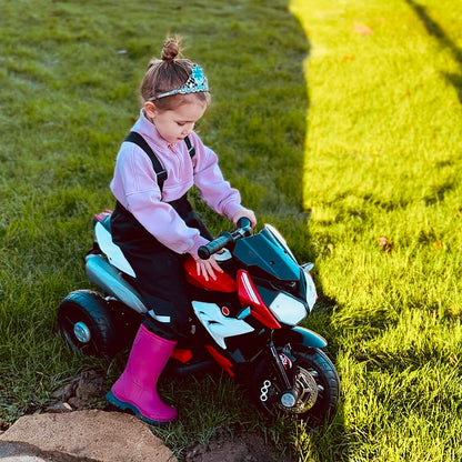Kids Electric Motorcycle, 6V Ride on Motorcycle with 3 Wheels, LED Headlight, Music, Horn for Boys Girls 3-5 Y, Red