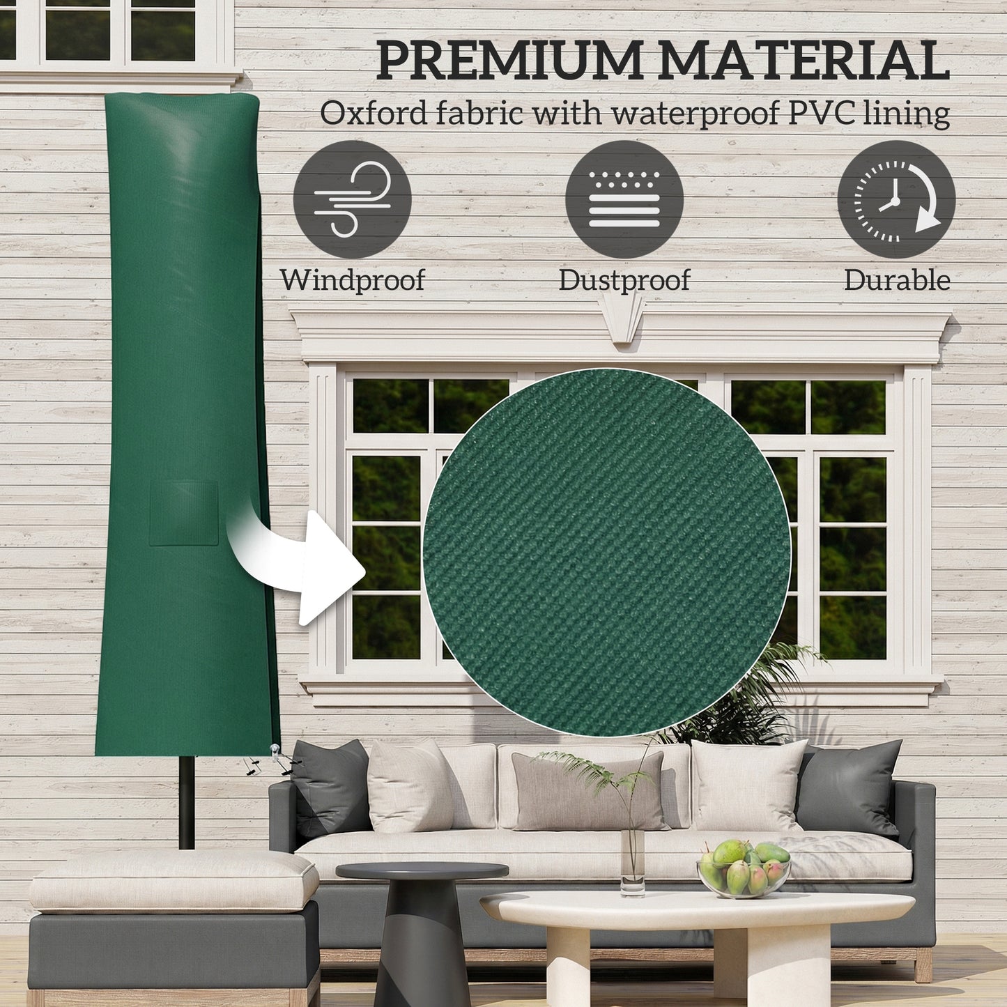 Garden Parasol Cover, Waterproof Cantilever Banana Umbrella Protector, 240 x 48/70 cm for 3 m Cantilever Parasol
