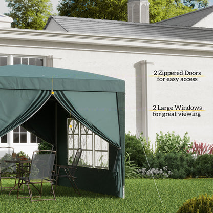 3 x 3m Pop Up Gazebo, Wedding Party Canopy Tent Marquee with Carry Bag and Windows, Green