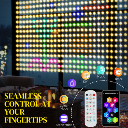 LED Curtain Lights, Smart Curtain Fairy Plug In, Colour Changing Wall Lights with Remote, App