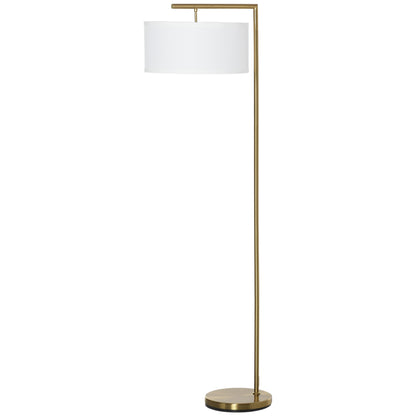 Floor Lamp, Modern Standing Lamp with Linen Lampshade, Round Base for Living Room, Bedroom, Dining Room, 153cm