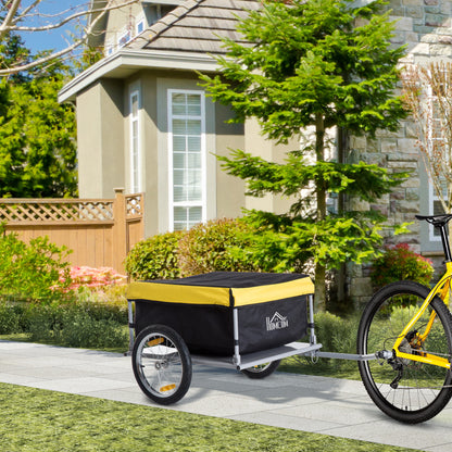 Two-Wheel Bicycle Large Cargo Wagon Trailer Oxford Fabric, Folding Storage, & Removable Cover, Yellow
