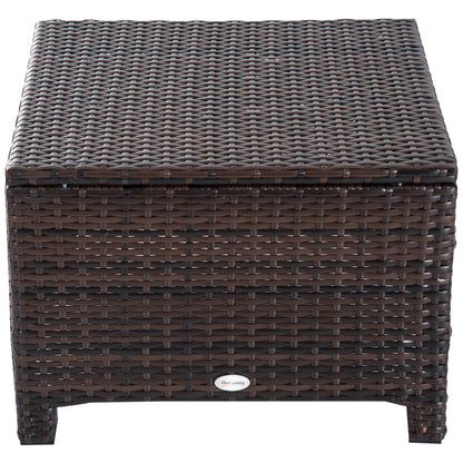 Rattan Footstool Wicker Ottoman with Padded Seat Cushion Outdoor Patio Furniture for Garden Poolside Living Room