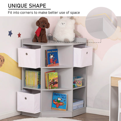 Kids Bookcase, 3 Tier Toy Organiser Storage Unit BookShelf with 3 Non-woven Fabric Drawers, Anti-tip Device, for Bedroom