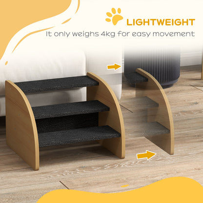 Dog Steps for Sofa and Bed, 3-Step Dog Stairs, Pet Stairs with Side Panels, Non-Slip Feet for Small Puppies