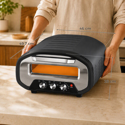 Electric Pizza Oven, Pizza Maker with 3 Knob Control and Ceramic Stone, Viewing Window, 2200W