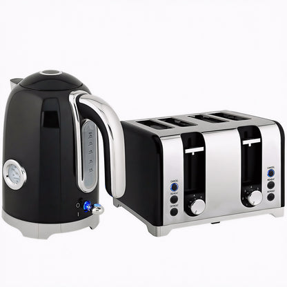 Retro 3000W Kettle and Toaster Set - Black