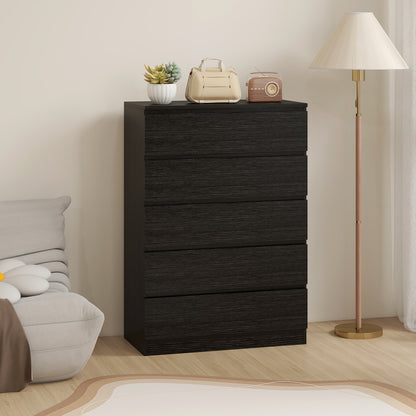 Chest of Drawers, 5 Drawer Dresser, Modern Storage Cabinet with 5 Drawers, for Bedroom, Living Room, Black