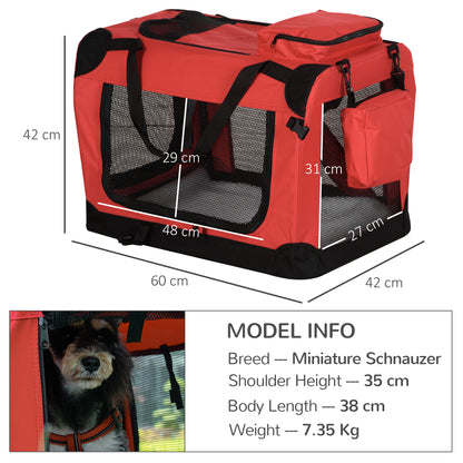 Foldable Pet Carrier for Small and Miniature Dogs, Portable Cat Carrier Soft Side Pet Travel Crate with Removable Mat