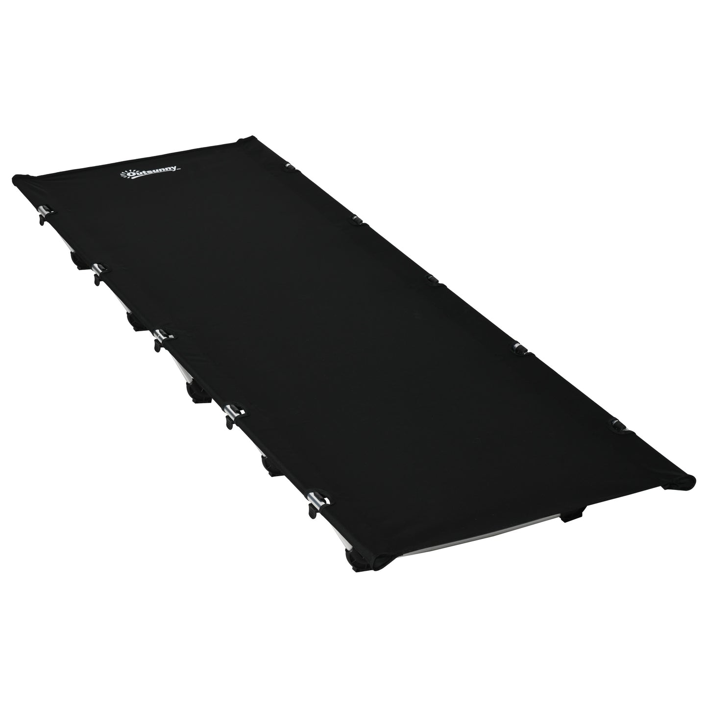 Lightweight Camping Bed, Aluminium Portable Camp Cot w/ Strong Support 150kg and Carry Bag for Camping, Black