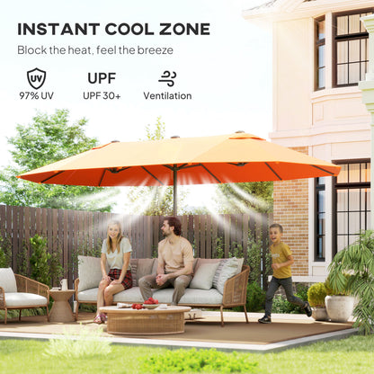 4.6m Double Garden Parasol - Orange