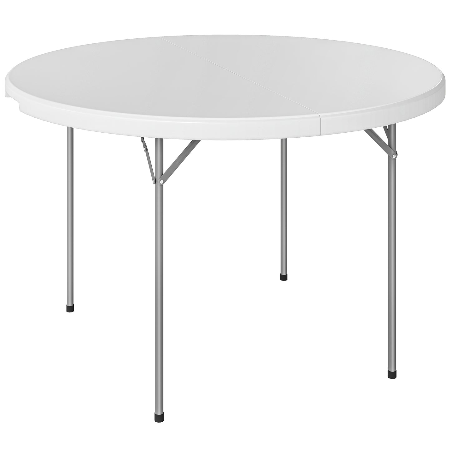 4ft Folding Picnic Table, Camping Table with Non-slip Foot Pads and Metal Frame, 100 kg Load, for Garden, White