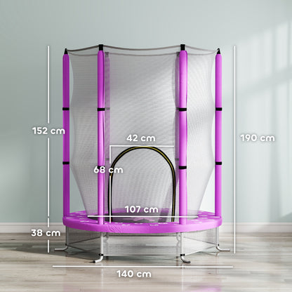 4.6ft Toddler Trampoline w/ Safety Enclosure Net, for Indoor Outdoor Use, Ages 3-6 Years, Purple