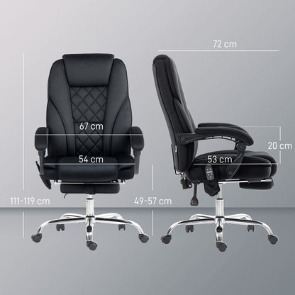 Massage Office Chair, Heated Reclining Computer Chair with Adjustable Height and Footrest, Black