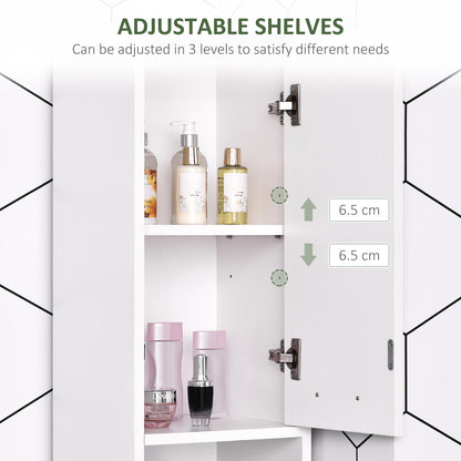Tall Bathroom Storage Cabinet with Three-position Adjustable Shelves For Neutral Style, Hallway White