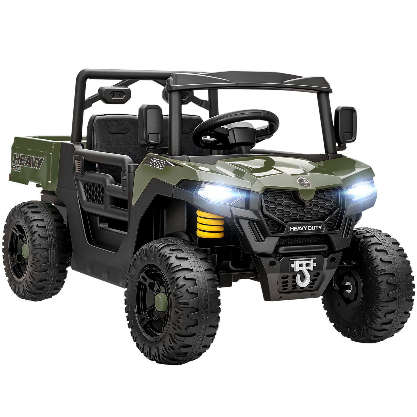 Kids Ride on Car, 12V Electric Kids UTV with Electric Dump Bed, 4-Wheel Suspension for 3-8 Years, Green