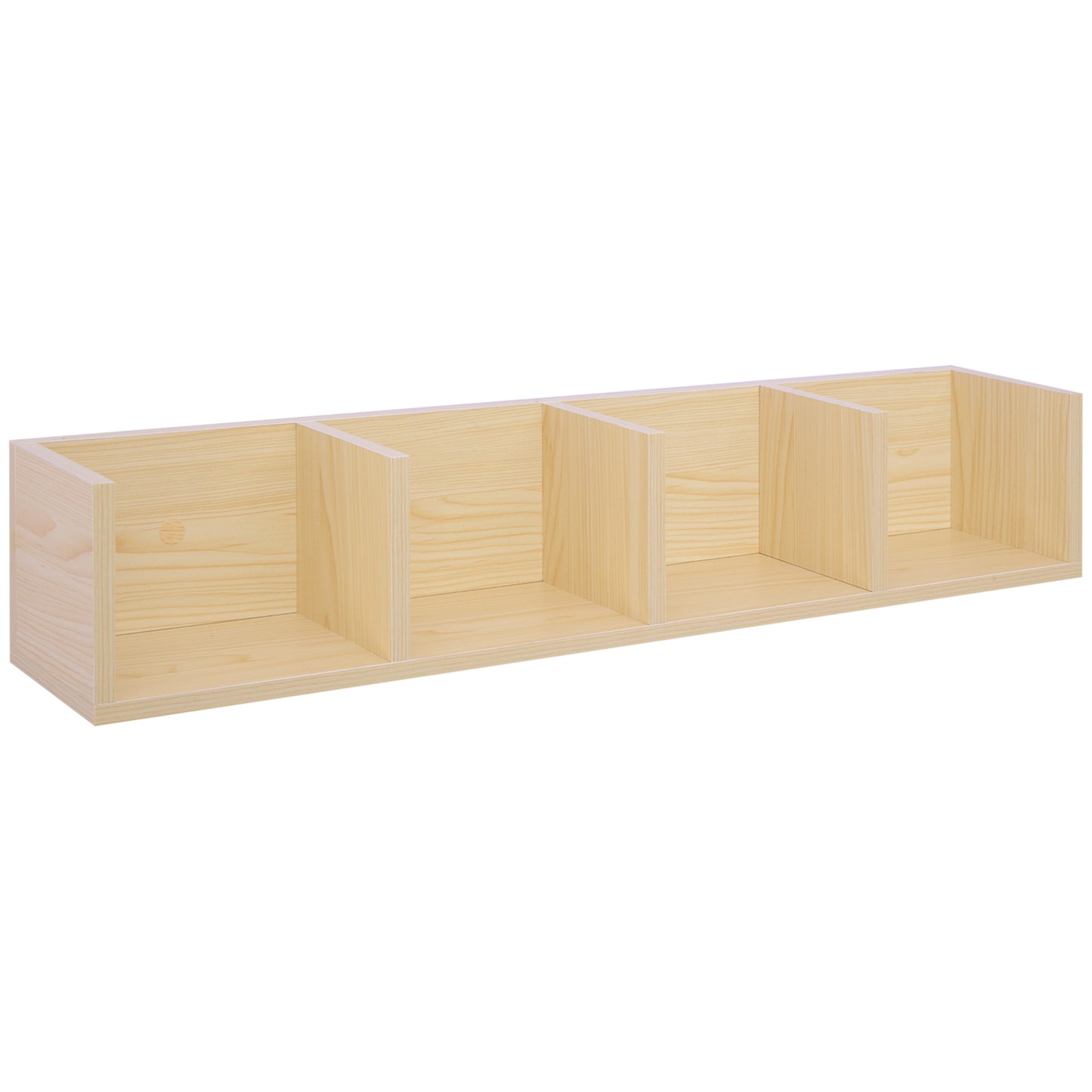 Wall Mount 84 CD / 56 DVD/Blu-ray/ Media Storage Rack 4 Cubes Wooden Shelf Organizer Unit Bookcase Display, Natural