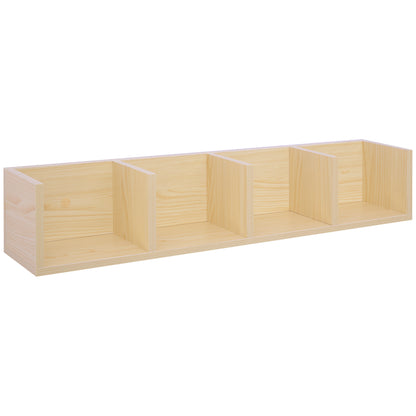 Wall Mount 84 CD / 56 DVD/Blu-ray/ Media Storage Rack 4 Cubes Wooden Shelf Organizer Unit Bookcase Display, Natural