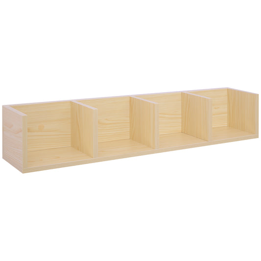 Wall Mount 84 CD / 56 DVD/Blu-ray/ Media Storage Rack 4 Cubes Wooden Shelf Organizer Unit Bookcase Display, Natural