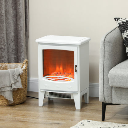 Tempered Glass Casing Electric Fireplace, Freestanding Electric Fire with Realistic Flame Effect, Log Burner