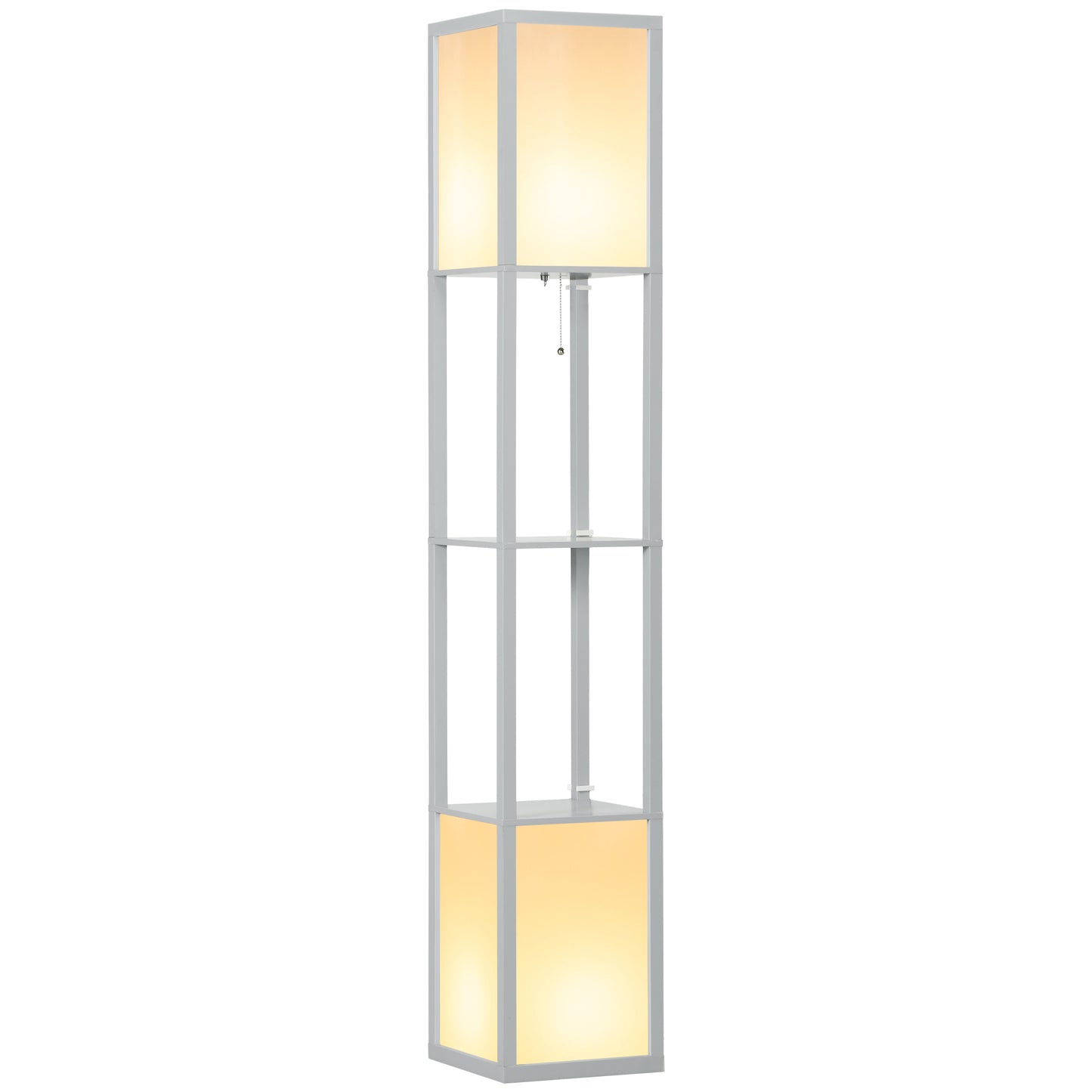 Modern Shelf Floor Lamp with Dual Ambient Light, Standing Lamp Living Room, Bedroom, 156cm, Grey