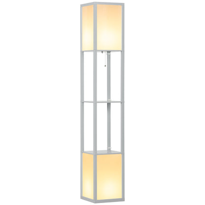 Modern Shelf Floor Lamp with Dual Ambient Light, Standing Lamp Living Room, Bedroom, 156cm, Grey