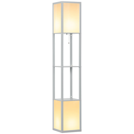 Modern Shelf Floor Lamp with Dual Ambient Light, Standing Lamp Living Room, Bedroom, 156cm, Grey