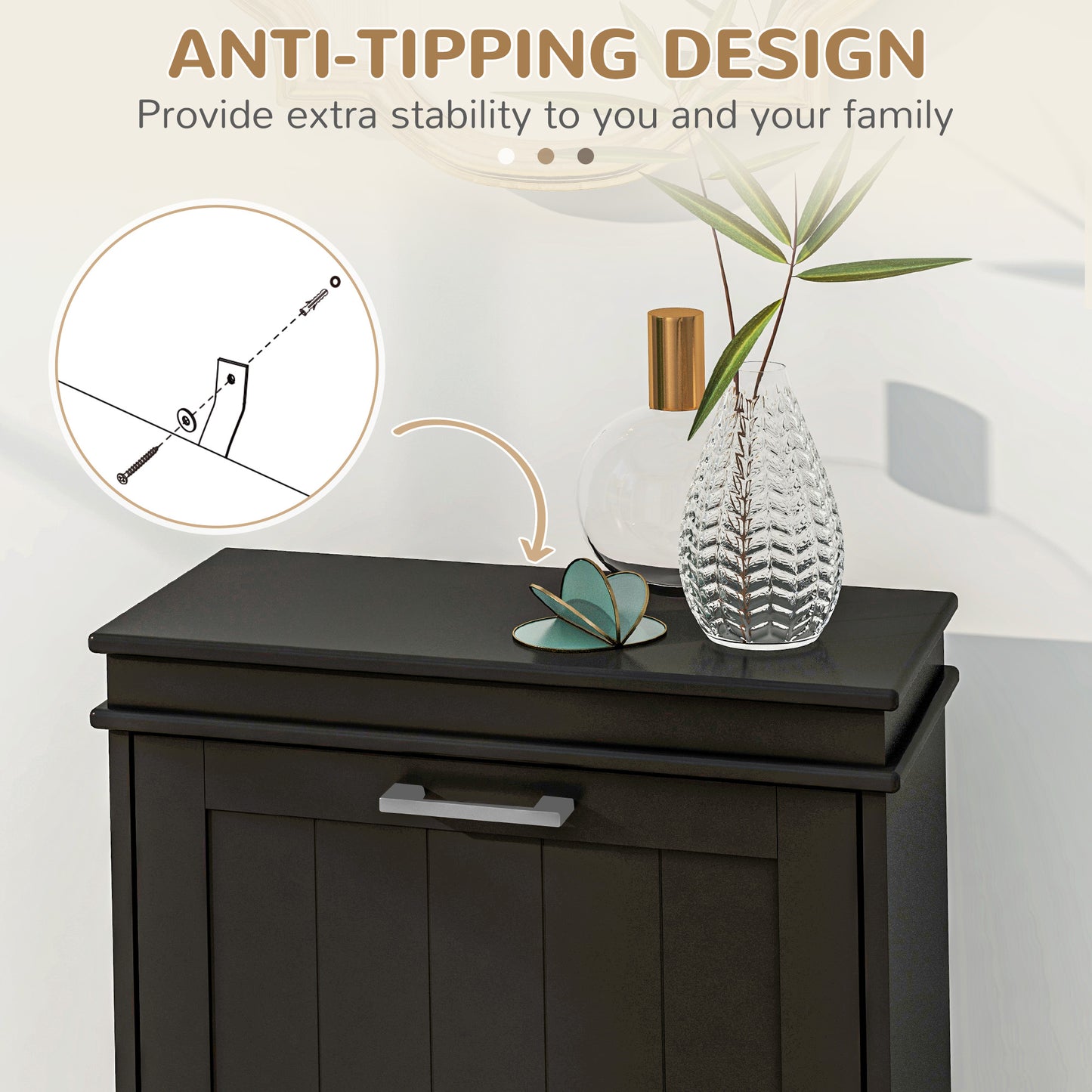 Two-Drawer Minimalistic 10-Shoe Cabinet - Black