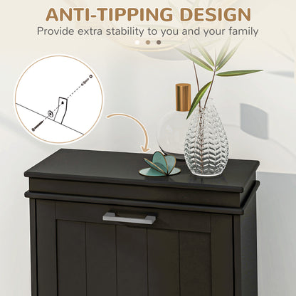 Two-Drawer Minimalistic 10-Shoe Cabinet - Black