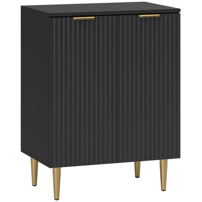 Sideboard Buffet Cabinet, Modern Kitchen Storage Cabinet with Adjustable Shelves and Metal Legs, Black