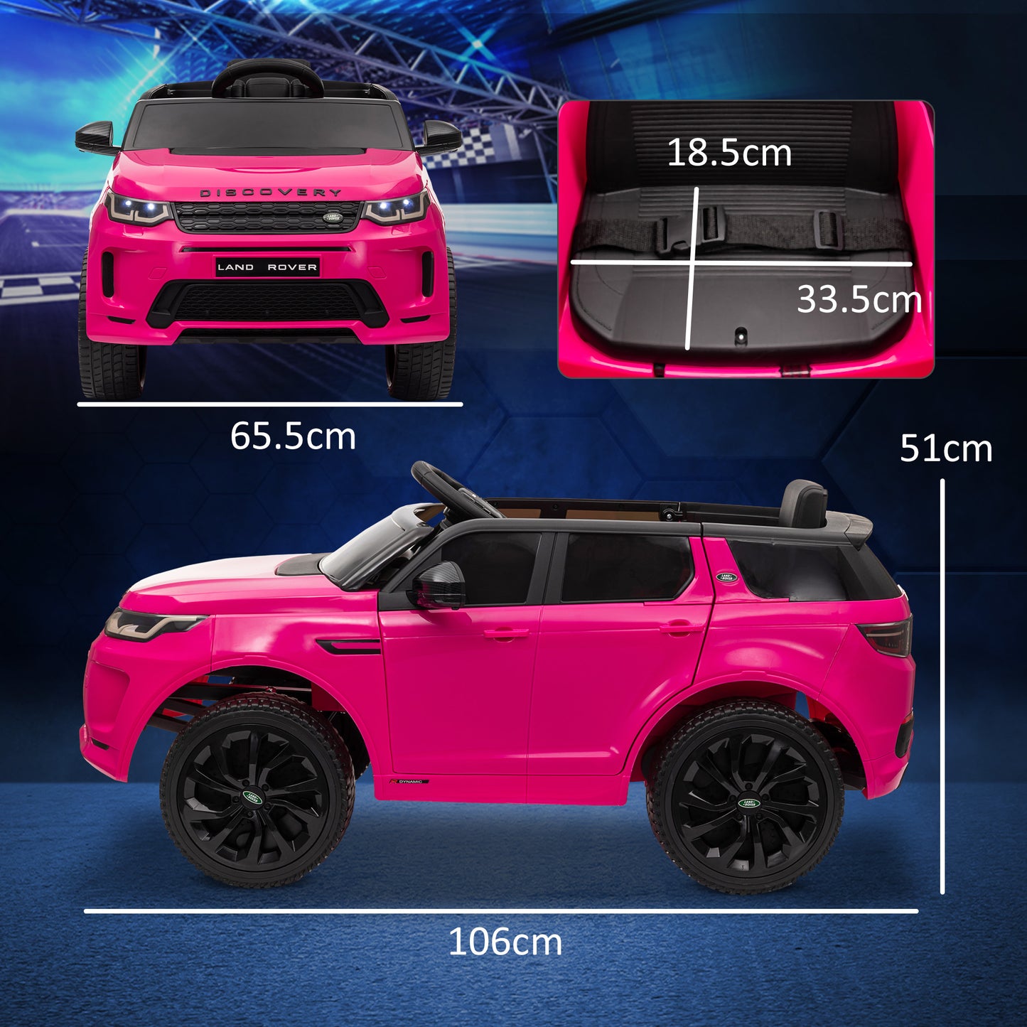 Licensed Land Rover Discovery Sport, 12V Kids Ride on Car w/ Remote Control, Lights, Music, Horn, for 3-6 Years, Pink