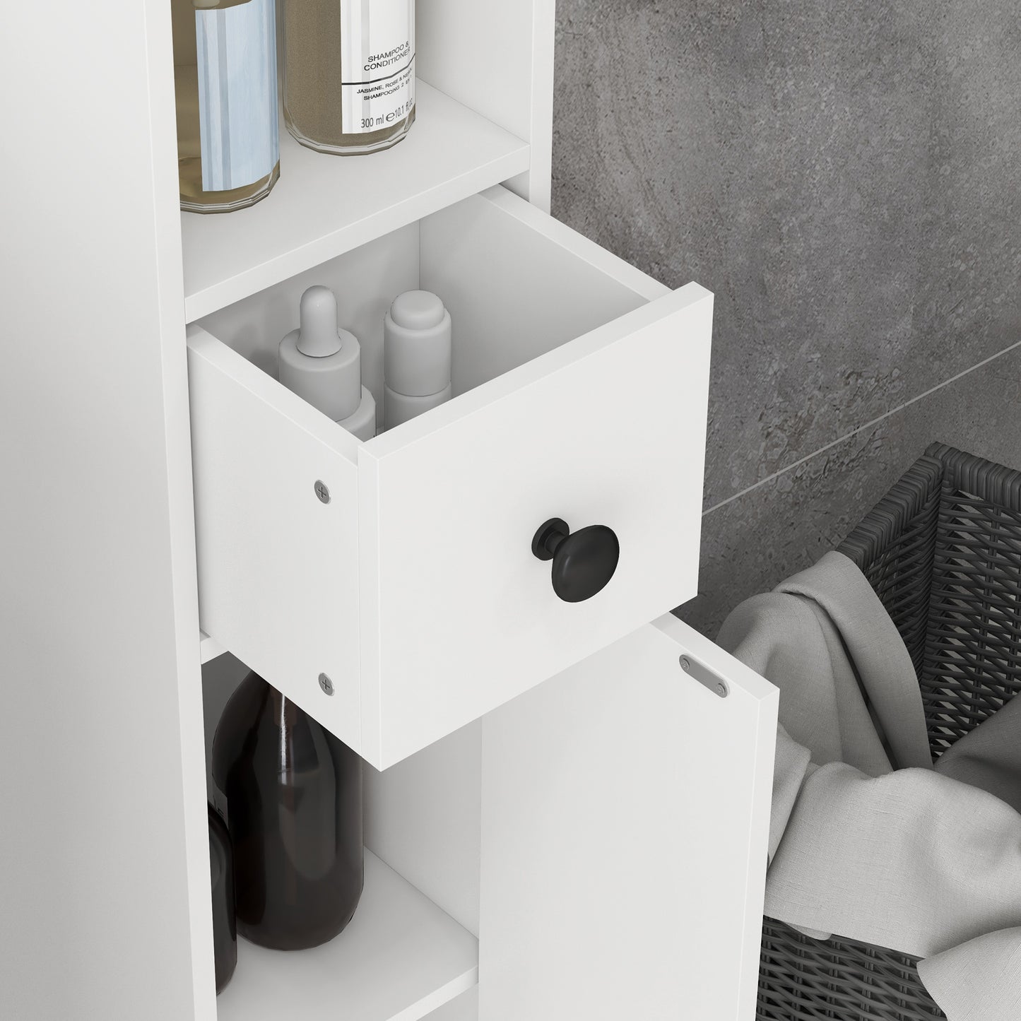 180cm Slim Bathroom Cabinet with 9-layered Independent Storage for Family-friendly Storage - White