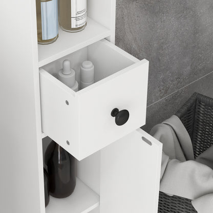 180cm Slim Bathroom Cabinet with 9-layered Independent Storage for Family-friendly Storage - White
