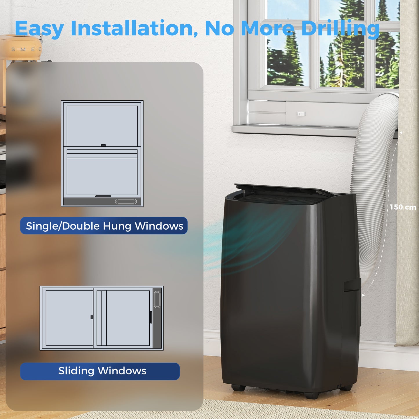 Portable Air Conditioner 12000 BTU BTU, 4-in-1 Air Conditioning Unit, Dehumidifier, Cooling, Fan, Child Lock, 35 m²