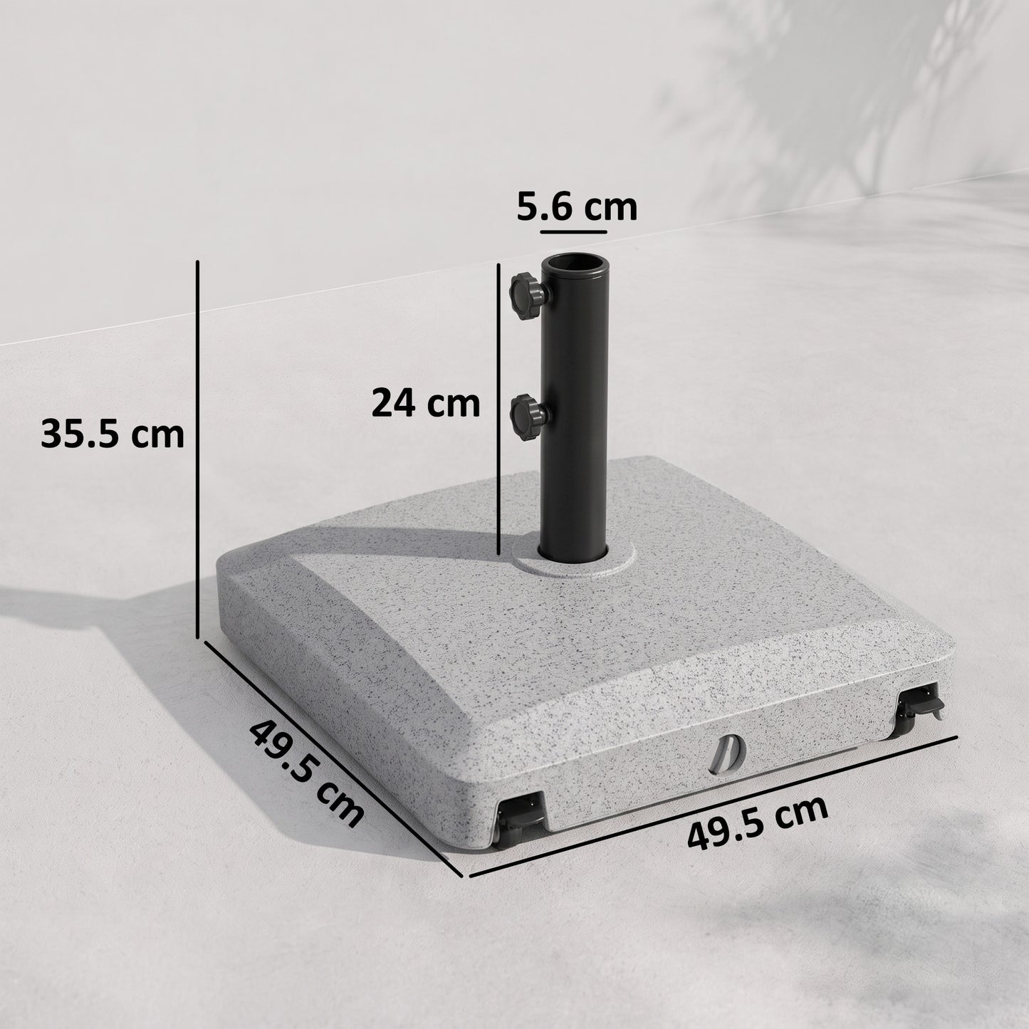 Garden Parasol Base Holder, 24kg Water or 30kg Sand Filled, Outdoor Market Umbrella Stand Weight with Wheels and Brakes, Grey