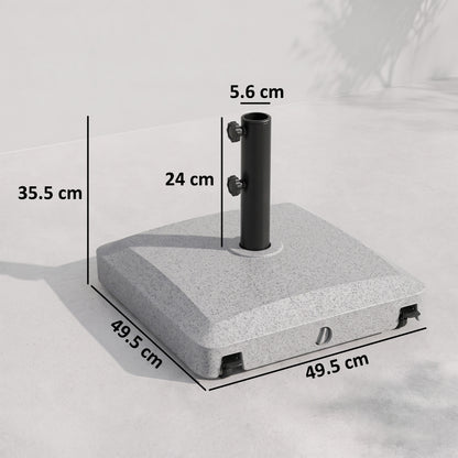 Garden Parasol Base Holder, 24kg Water or 30kg Sand Filled, Outdoor Market Umbrella Stand Weight with Wheels and Brakes, Grey