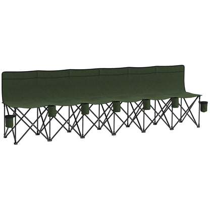 6 Seater Folding Camping Chair with Cup Holder & Carry Bag - Green