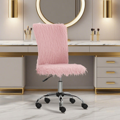 Plush Office Desk Chair, Modern Armless Swivel Vanity Chair with Adjustable Height for Home Office, Bedroom, Living Room