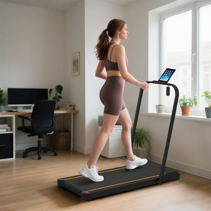 2.5HP Walking Pad, 1-6km/h Folding Treadmill with Remote Control and LED Display for Home Gym Office, Orange